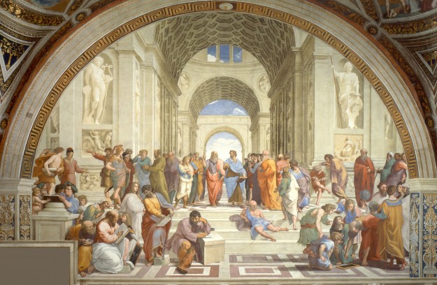 Raphael: The  School of Athens. "Sanzio 01" by Raphael - Stitched together from vatican.va. Licensed under Public domain via Wikimedia Commons - http://commons.wikimedia.org/wiki/File:Sanzio_01.jpg#mediaviewer/File:Sanzio_01.jpg